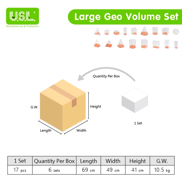 Clear Geometric VOLUME Sets Math Toys
