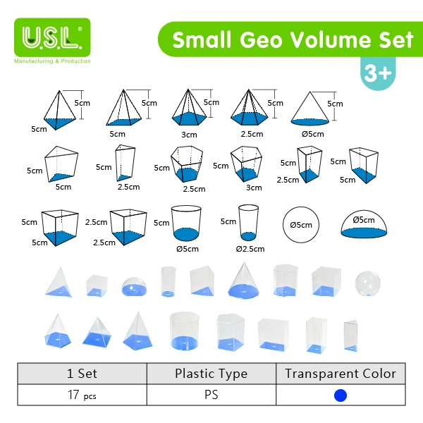 Clear Geometric VOLUME Sets Math Toys