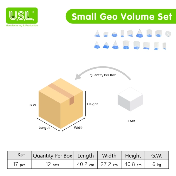 Clear Geometric VOLUME Sets Math Toys