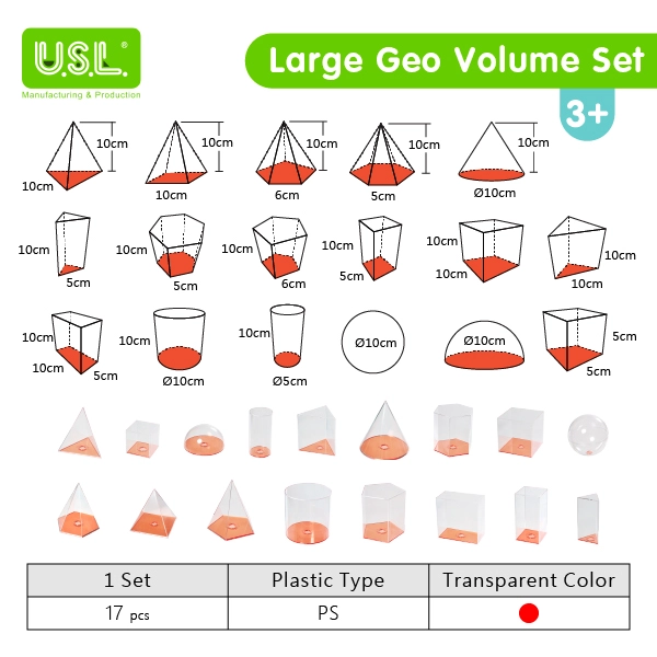 Clear Geometric VOLUME Sets Math Toys