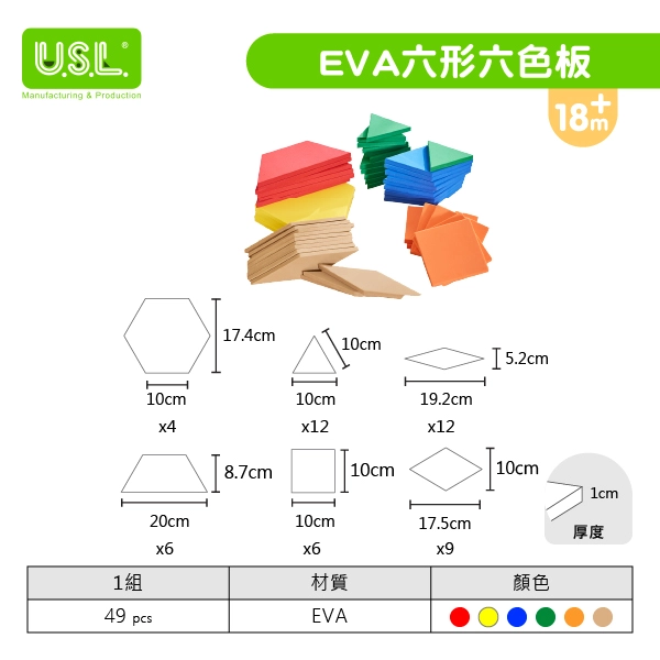 【EVA泡棉積木】EVA六形六色板  (無庫存╱客製化生產)