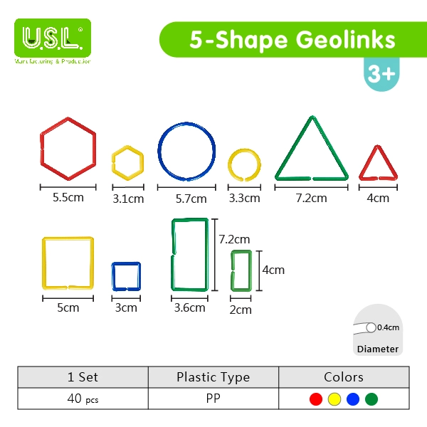 Multi-shaped Geometric Linking Rings Fun Educational Toys for Kids