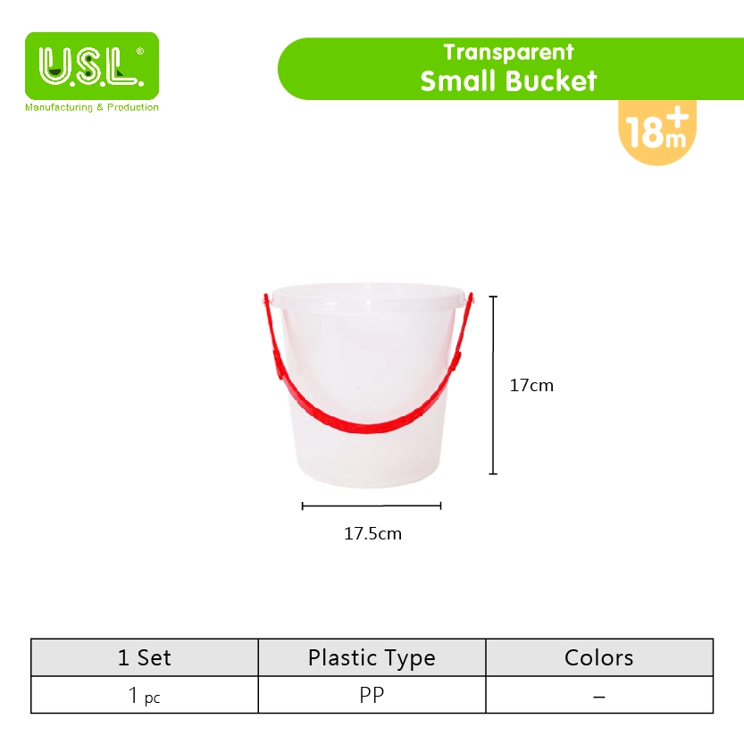 Clear Plastic Home & School Supplies Buckets with Red Lids