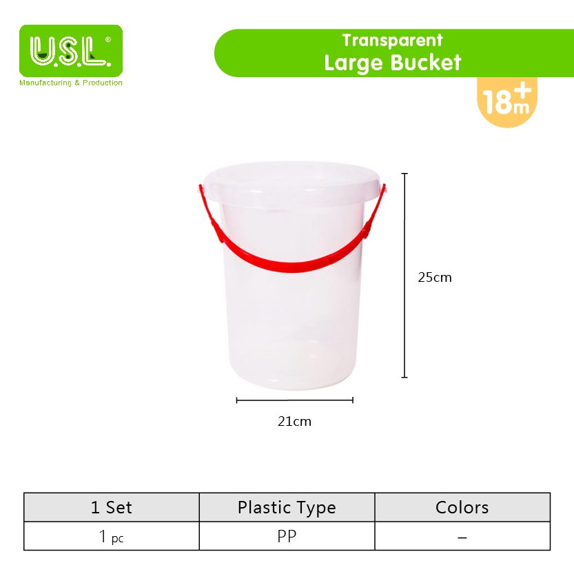 Clear Plastic Home & School Supplies Buckets with Red Lids