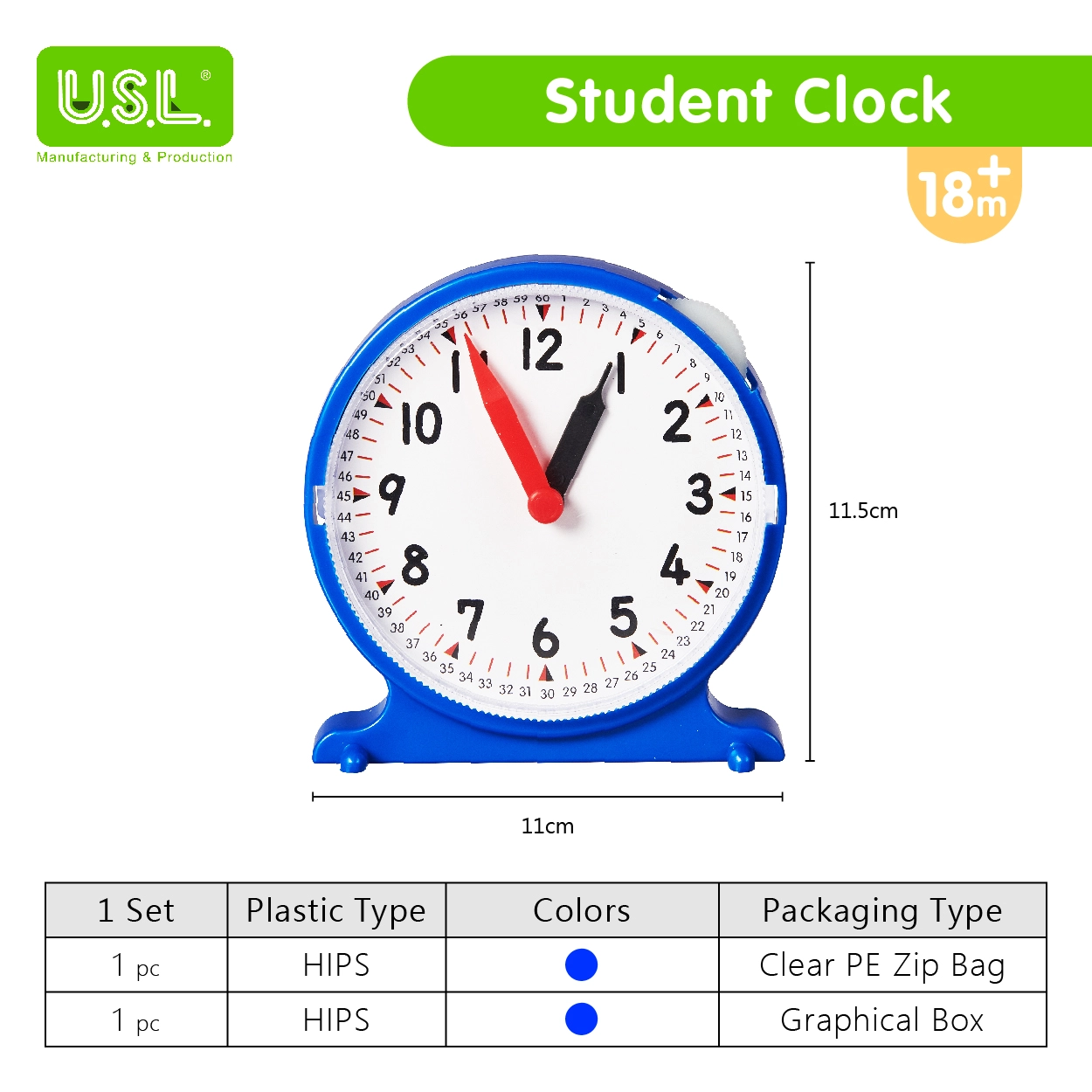 Small Portable Students' Learning Clock Children's Teaching Clocks