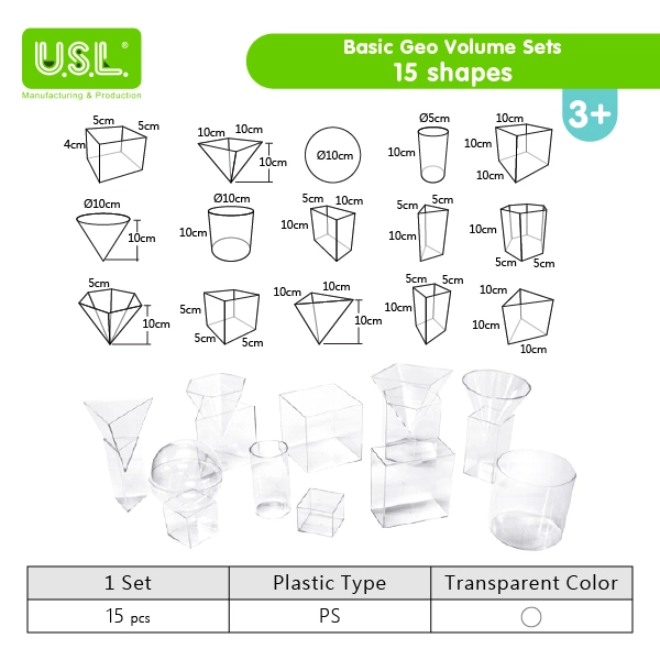 Clear Geometry Shape Containers Math Toys Geometric VOLUME Sets