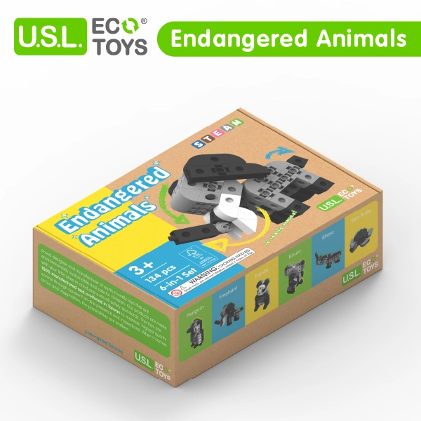 Endangered Animals Building Blocks Made of GRS Certified Recycled Plastic