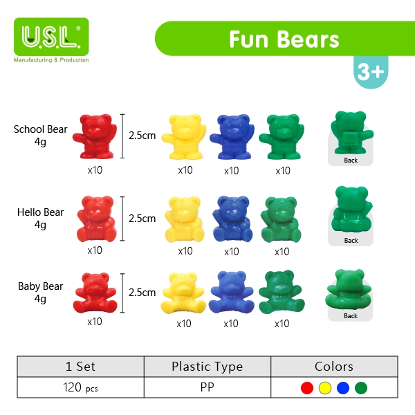 Colorful Bear-Shaped Measuring Weights in Grams Fun Math Toys for Kids