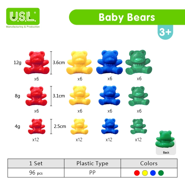 Colorful Bear-Shaped Measuring Weights in Grams Fun Math Toys for Kids