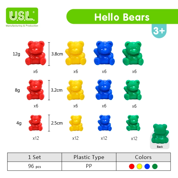 Colorful Bear-Shaped Measuring Weights in Grams Fun Math Toys for Kids
