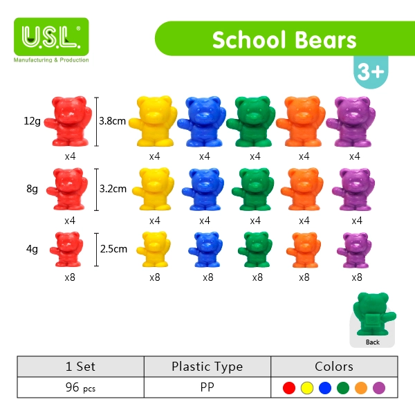 Colorful Bear-Shaped Measuring Weights in Grams Fun Math Toys for Kids