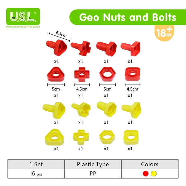 Educational Toys Matching Nuts and Bolts in Various Shapes