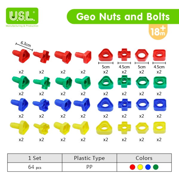 Educational Toys Matching Nuts and Bolts in Various Shapes