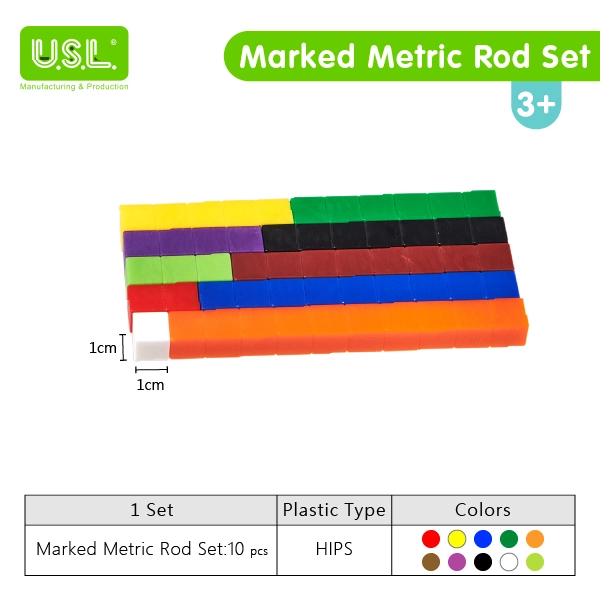 Marked Metric Rod Set Math Toys for Base Ten Learning