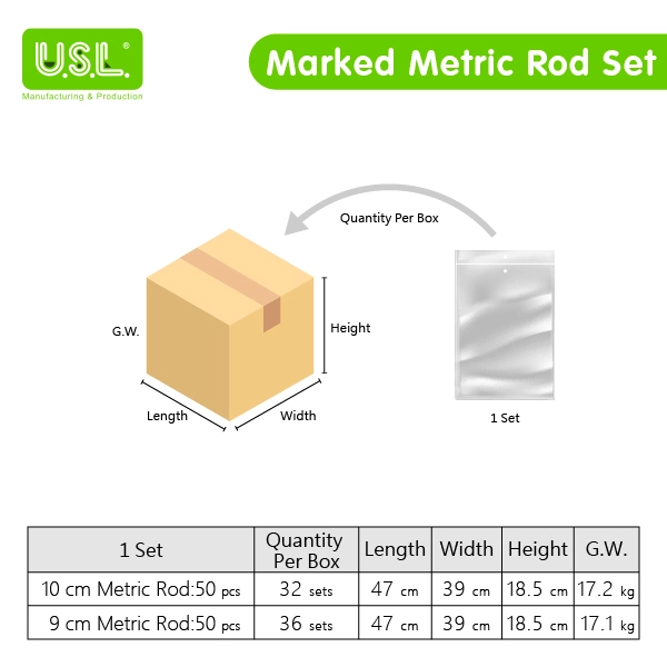 Marked Metric Rod Set Math Toys for Base Ten Learning