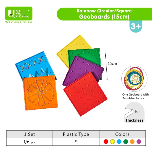Plastic Pegboards with Rubber Bands for Geometry Learning Math Toys for Kids (COLOR/RAINBOW))