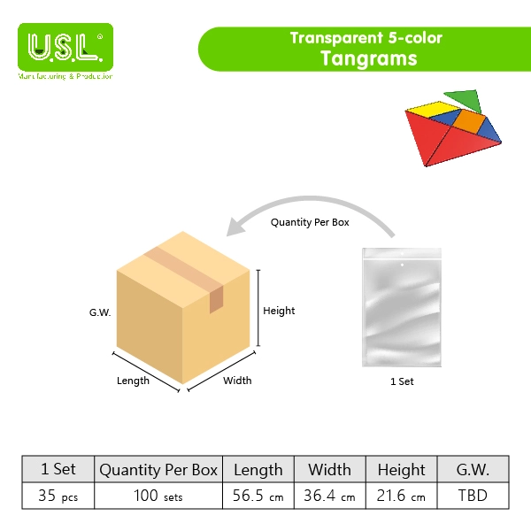 Translucent Tangrams for light tables_Interactive Math Toys Math Puzzles
