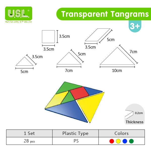 Translucent Tangrams for light tables_Interactive Math Toys Math Puzzles