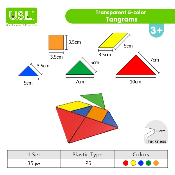 Translucent Tangrams for light tables_Interactive Math Toys Math Puzzles