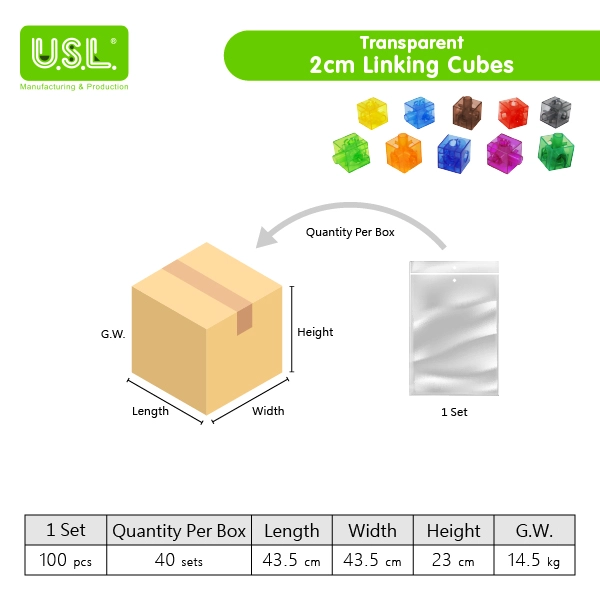Translucent 2cm Linking Cubes Educational Toys for Kids for Developing Spatial Awareness and Hand-Eye Coordination