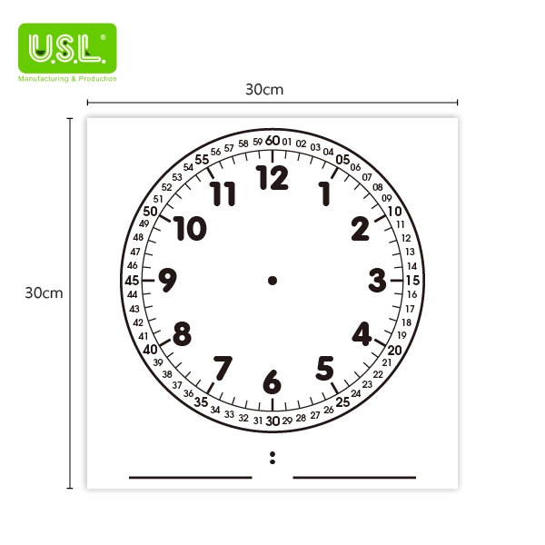 Dry Erase Magnetic Teaching Clock- Black & White