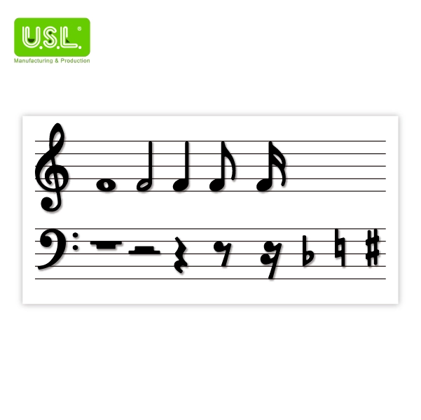 Large Dry Erase Magnetic Music Staff  - Black & White