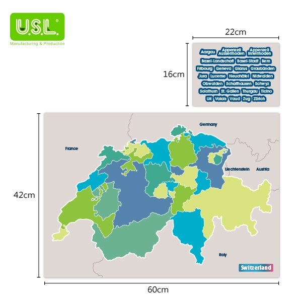 Dry Erase Magnetic Map of Switzerland