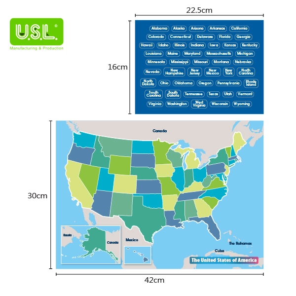 Dry Erase Magnetic Map of the U.S.
