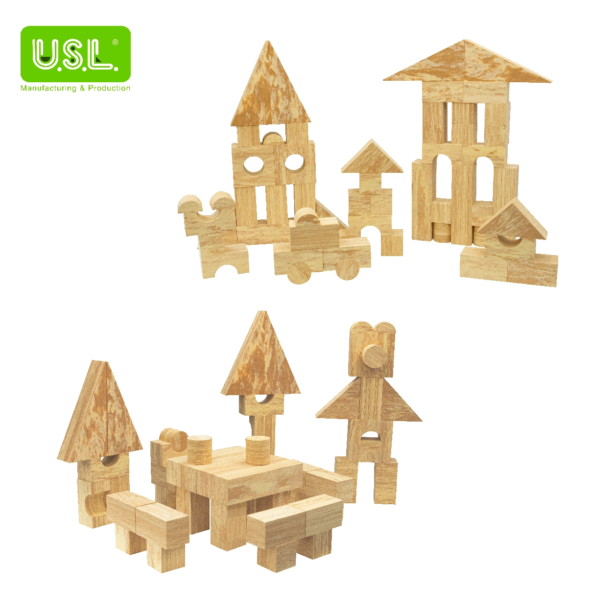 Wood-Like Early Learning EVA Soft Stacking Foam Building Blocks forToddlers Educational Toys