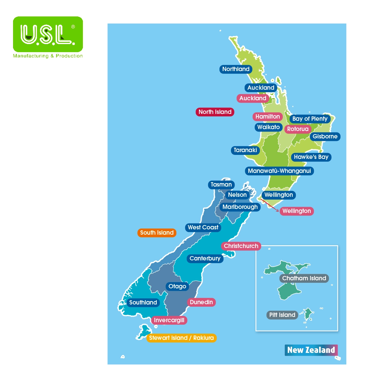 Dry Erase Magnetic Map of New Zealand