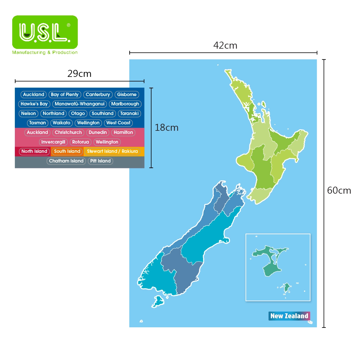 Dry Erase Magnetic Map of New Zealand