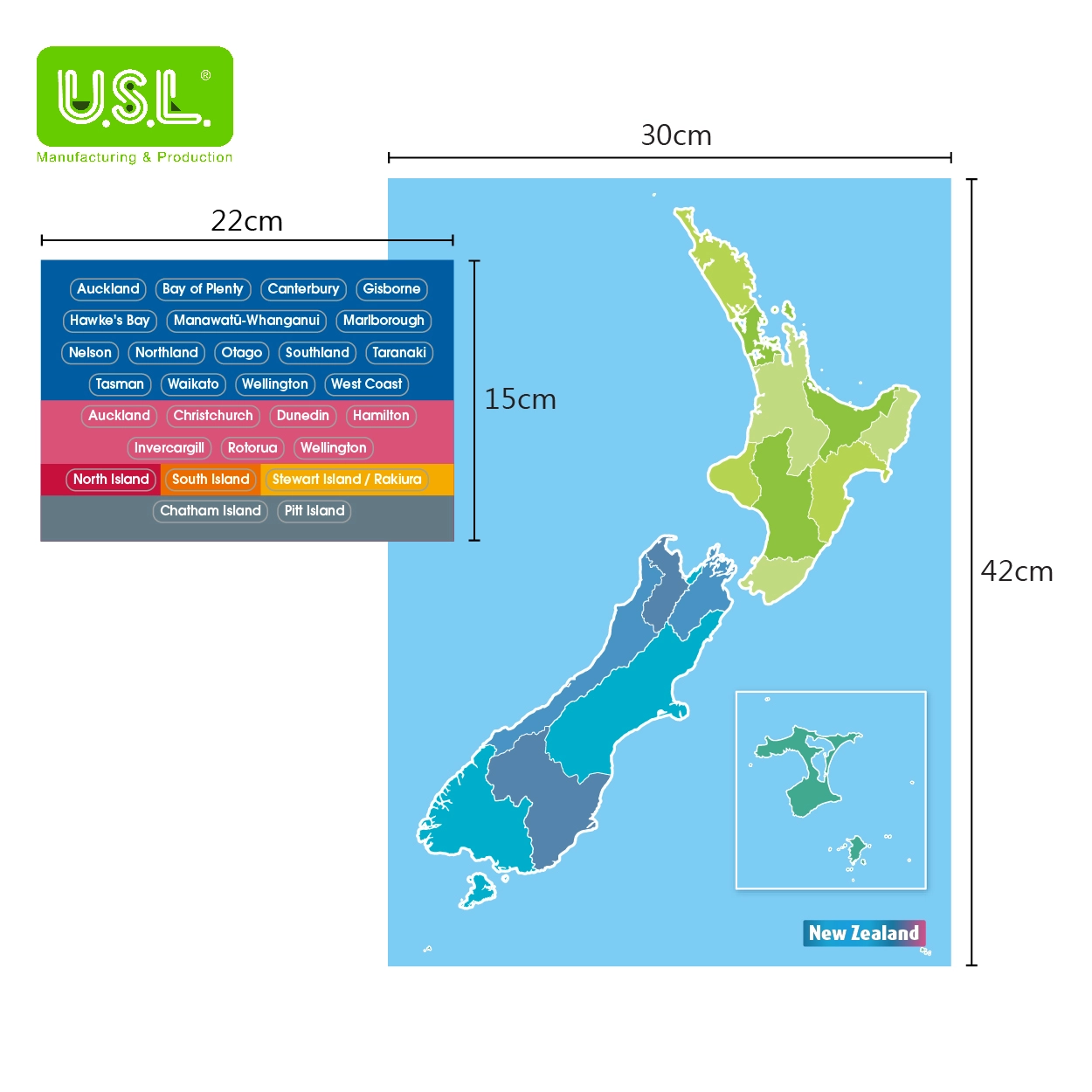 Dry Erase Magnetic Map of New Zealand