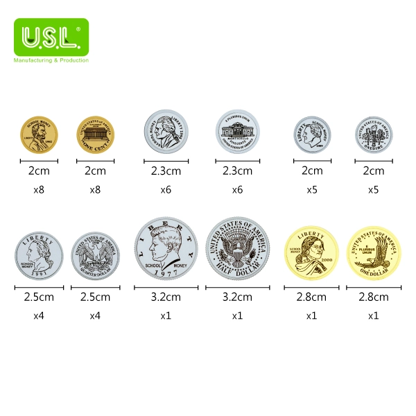 【钱币、骨牌】透明美金综合硬币