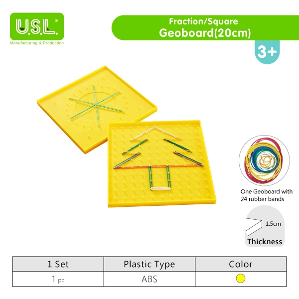 Plastic Pegboards with Rubber Bands for Geometry Learning Math Toys for Kids (FRACTION/SQUARE)