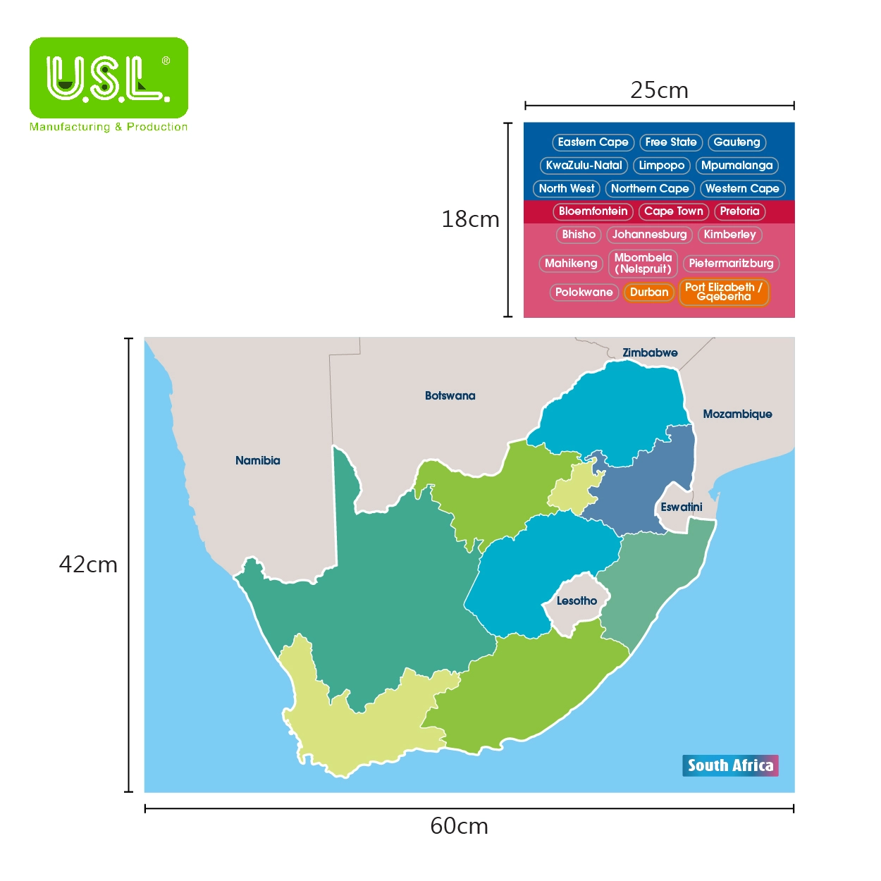 Dry Erase Magnetic Map of South Africa