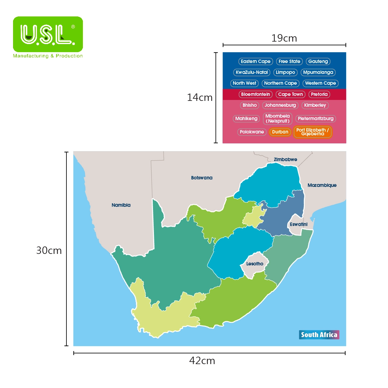 Dry Erase Magnetic Map of South Africa