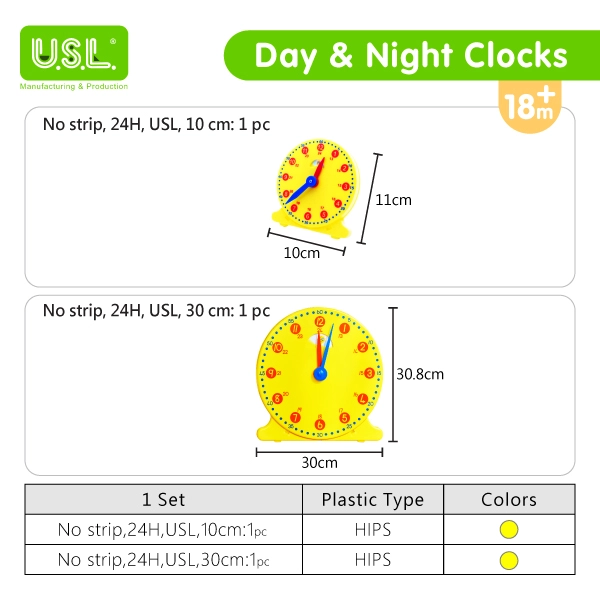 Children's Teaching Clock with Day and Night Display Kids Learning Clock