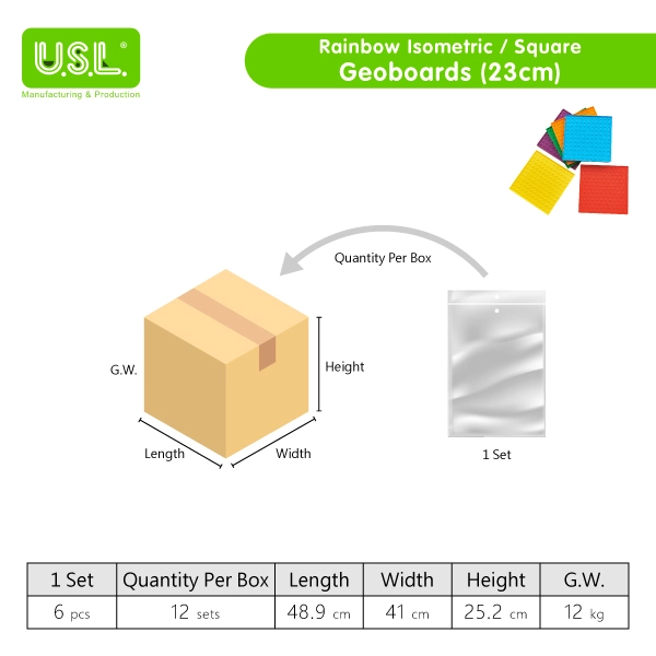 Plastic Pegboards with Rubber Bands for Geometry Learning Math Toys for Kids (COLOR/RAINBOW)