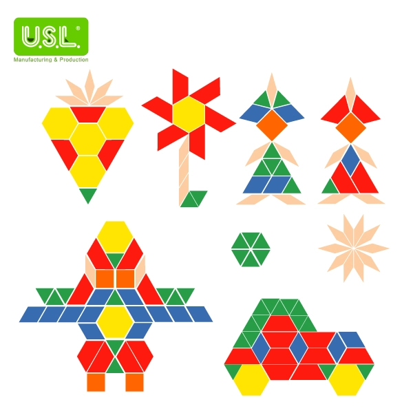 Pattern Blocks Shape Puzzles Math Toys for Creativity Counting and Sorting Skills