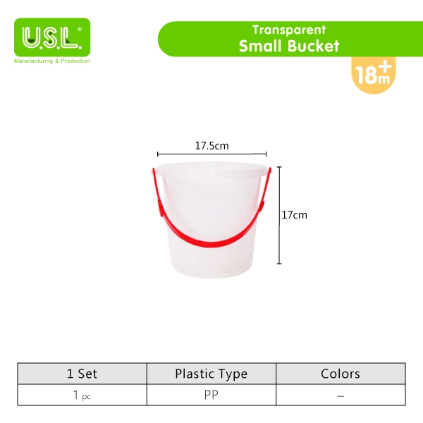 Clear Plastic Home & School Supplies Buckets with Red Lids