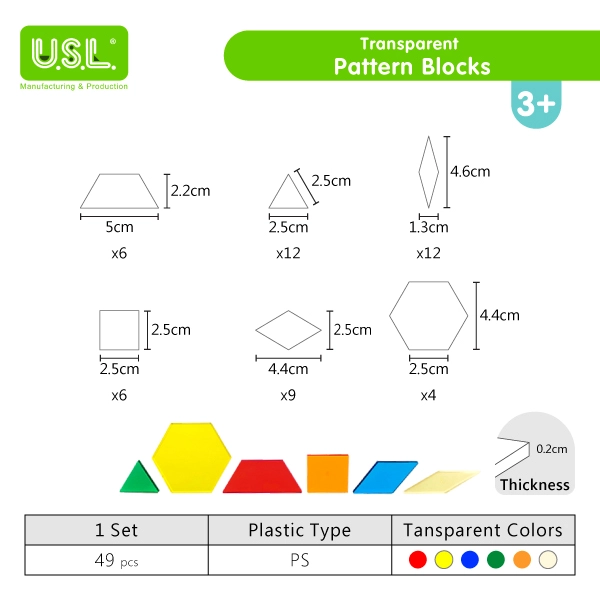 Pattern Blocks Shape Puzzles Math Toys for Creativity Counting and Sorting Skills