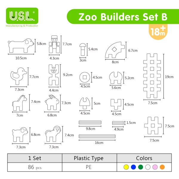 Animal Shaped Interlocking Building Blocks Educational Toys for Creative Play (zoo theme)