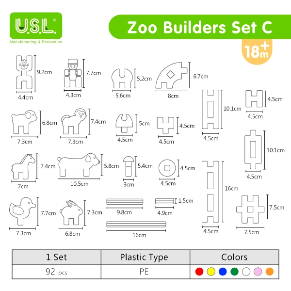 Animal Shaped Interlocking Building Blocks Educational Toys for Creative Play (zoo theme)