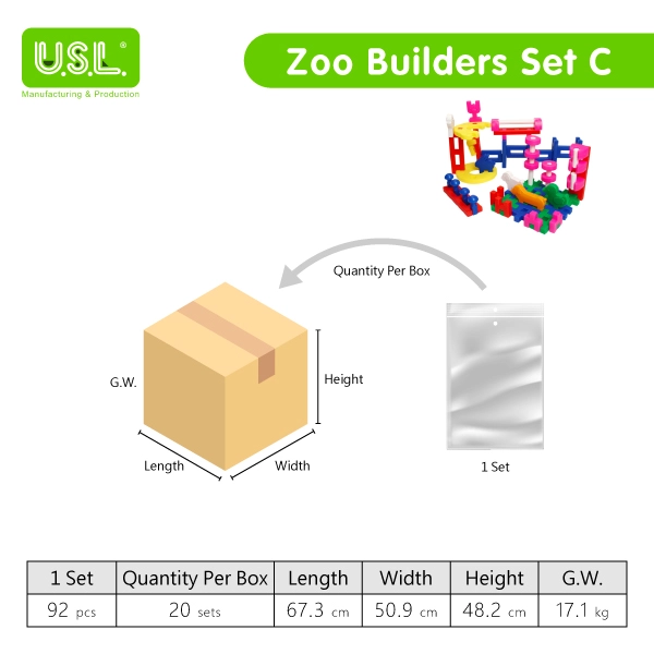 Animal Shaped Interlocking Building Blocks Educational Toys for Creative Play (zoo theme)