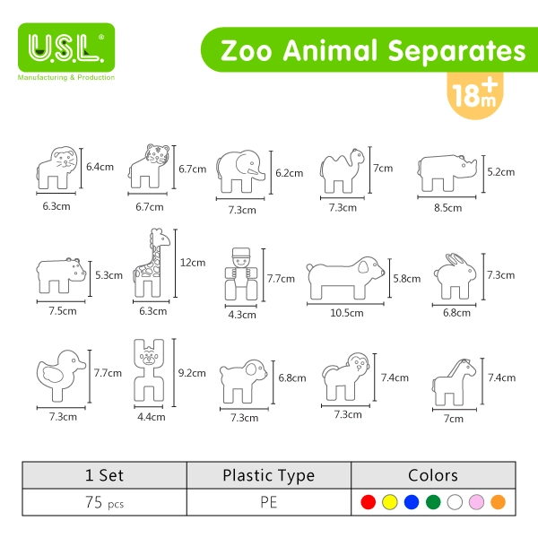 Animal Shaped Interlocking Building Blocks Educational Toys for Creative Play (zoo theme)