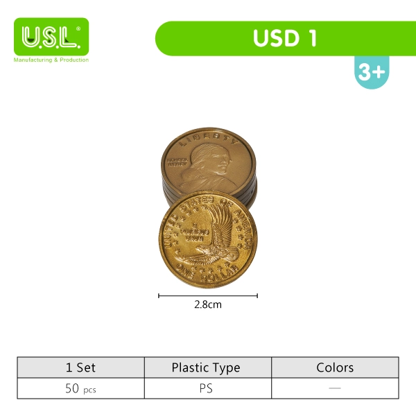 USD Play Money COIN Set for Board Games and Pretend Play