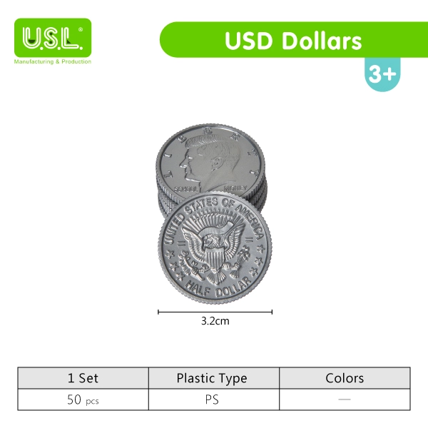 USD Play Money COIN Set for Board Games and Pretend Play
