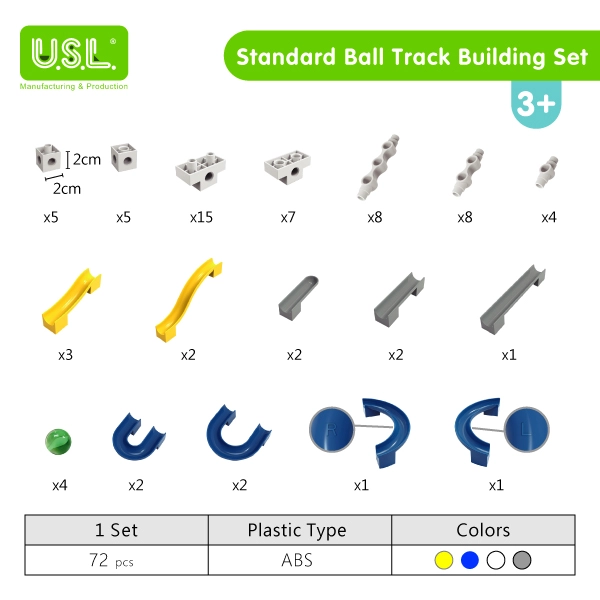 Interactive Marble Roller Coaster Kits Educational Ball Tracks Playsets for Kids (standard set)