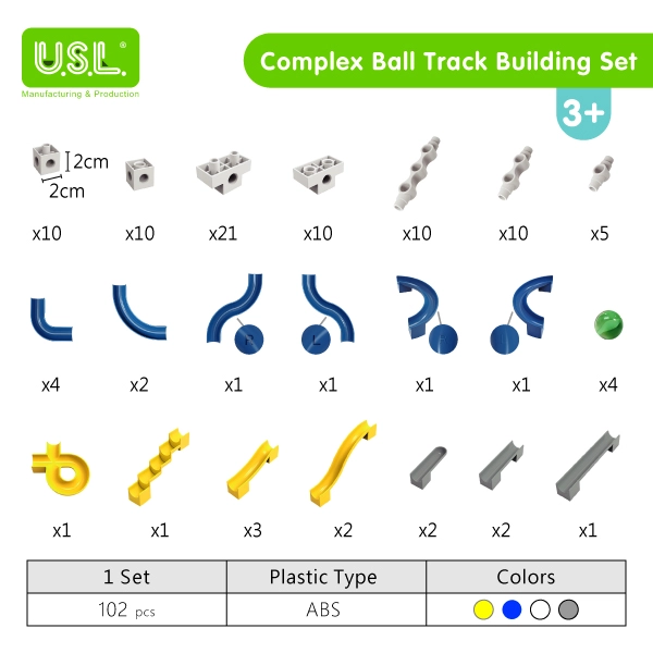 Interactive Marble Roller Coaster Kits Educational Ball Tracks Playsets for Kids (complex set)