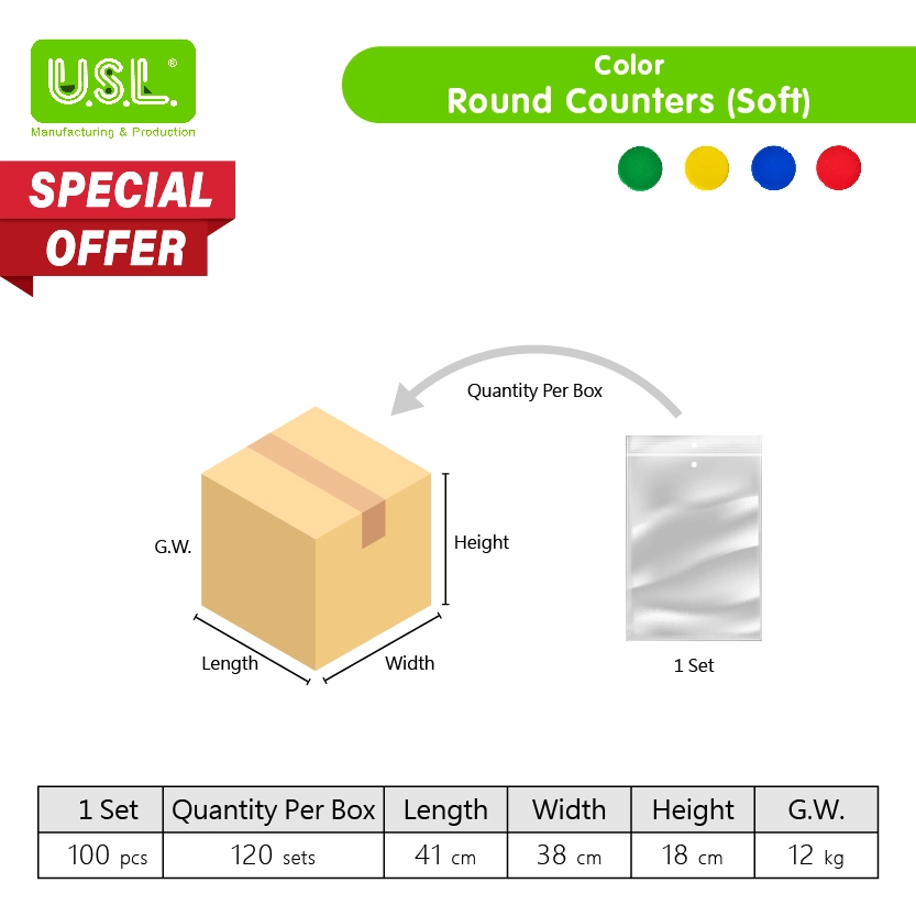 Colorful Round Chips Coins Counters - Counting and Sorting Math Toys